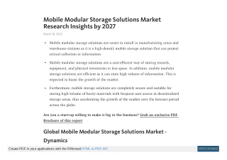 Mobile Modular Storage Solutions Market Research Insights by 2027