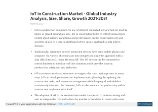 IoT in Construction Market | Global Industry Report, 2031
