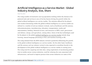 Artificial Intelligence as a Service Market Share, Analysis 2031
