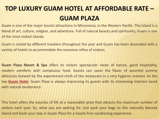 Top Luxury Guam Hotel at Affordable Rate – Guam Plaza