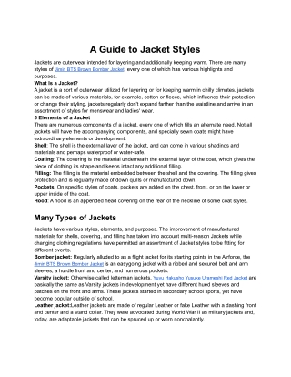 A Guide to Jacket Styles