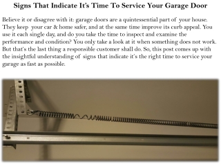 Signs That Indicate It’s Time To Service Your Garage Door