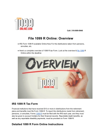 File IRS 1099 R Tax Form Online Overview