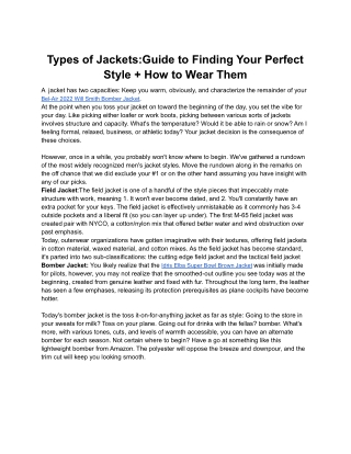 Types of JacketsGuide to Finding Your Perfect Style