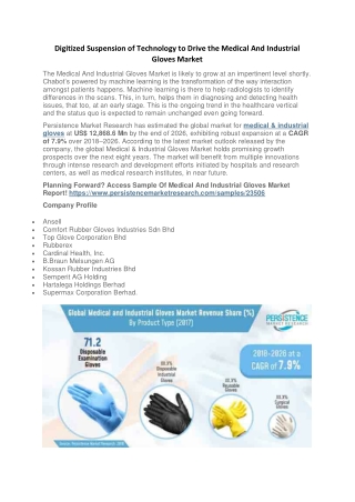 Digitized Suspension of Technology to Drive Medical And Industrial Gloves Market