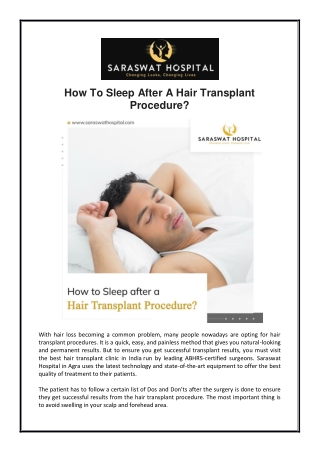 How To Sleep After A Hair Transplant Procedure?