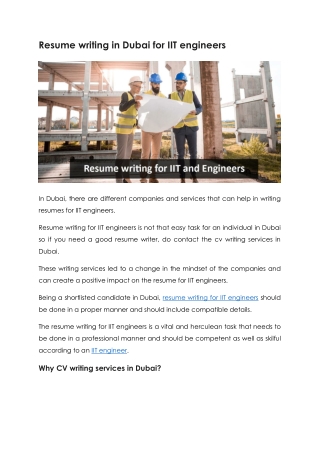 Resume writing in Dubai for IIT engineers