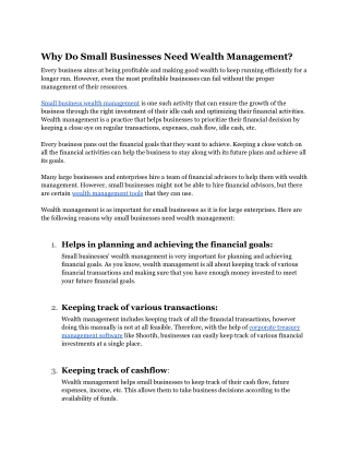 Why Do Small Businesses Need Wealth Management