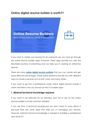 Online digital resume builder is worth. Go for IT