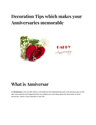 Decoration Tips which makes your Anniversaries memorable