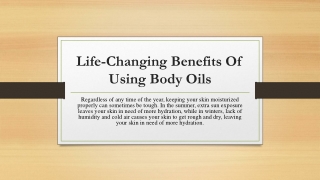 Life-Changing Benefits Of Using Body Oils