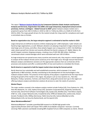 Malware Analysis Market worth $11.7 billion by 2024