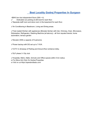 Best Locality Godrej Properties In Gurgaon
