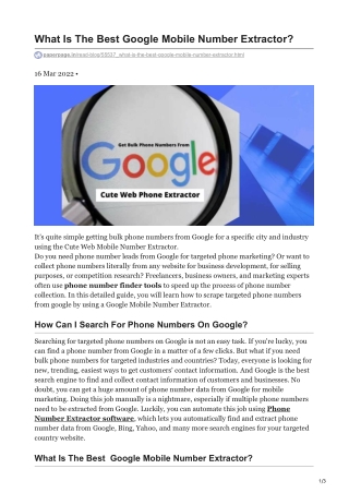 1What Is The Best Google Mobile Number Extractor