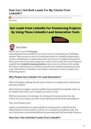How Can I Get Bulk Leads For My Clients From LinkedIn