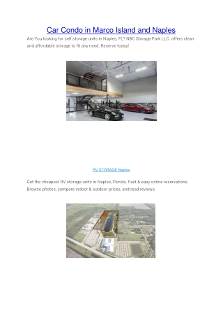 Car Condo in Marco Island and Naples