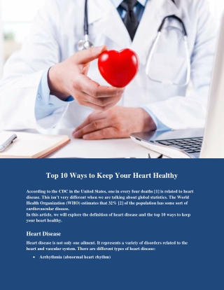 Top 10 Ways to Keep Your Heart Healthy