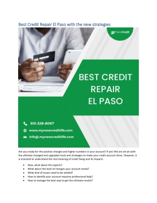 Best Credit Repair El Paso with the new strategies