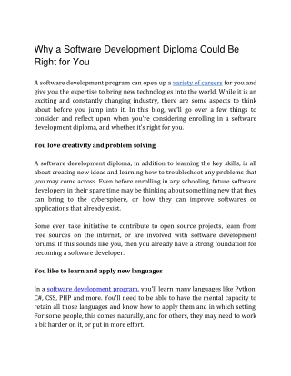 Why A Software Development Diploma Could Be Right For You