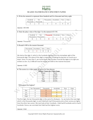 SEA 2021 SPECIMEN PAPER