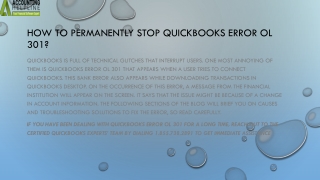 Easy Way to resolve QuickBooks Error OL 301