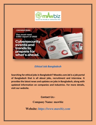 Ethical Job Bangladesh | Mawbiz.com.bd