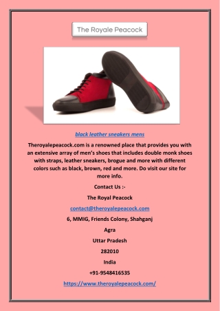 Black Leather Sneakers Mens | Theroyalepeacock.com