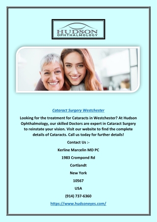 Cataract Surgery and Treatment in Westchester