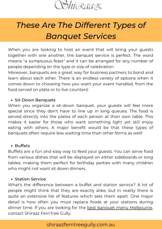 These Are The Different Types of Banquet Services