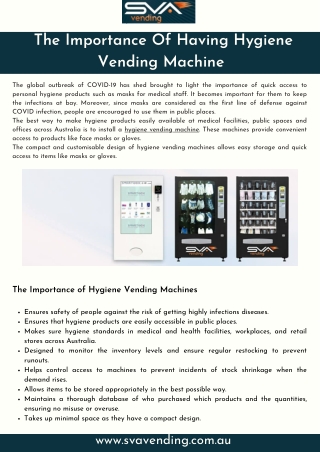 The Importance Of Having Hygiene Vending Machine