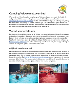 Camping Veluwe met zwembad