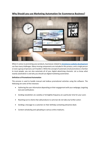 Why Should you use Marketing Automation for Ecommerce Business