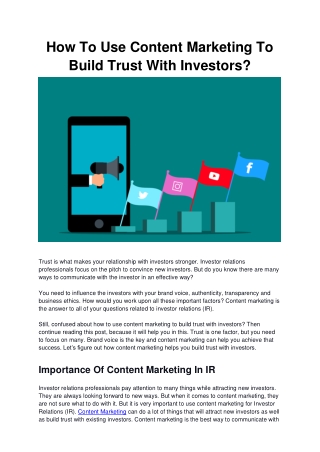 How to use content marketing to build trust with investor