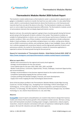 Thermoelectric Modules Market Forecasts to 2028