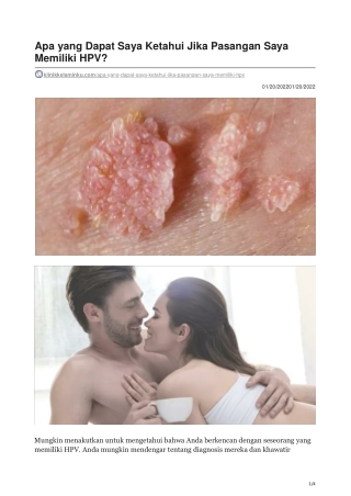 Apa yang Dapat Saya Ketahui Jika Pasangan Saya Memiliki HPV -klinikkelaminku.com