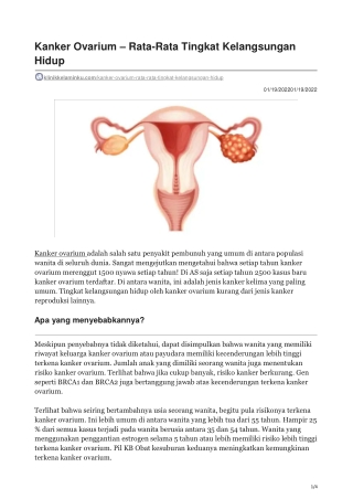 klinikkelaminku.com-Kanker Ovarium  Rata-Rata Tingkat Kelangsungan Hidup