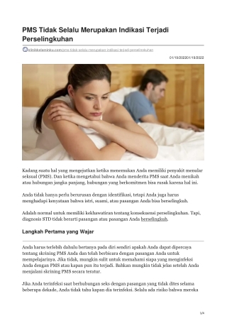 PMS Tidak Selalu Merupakan Indikasi Terjadi Perselingkuhan - klinikkelaminku.com