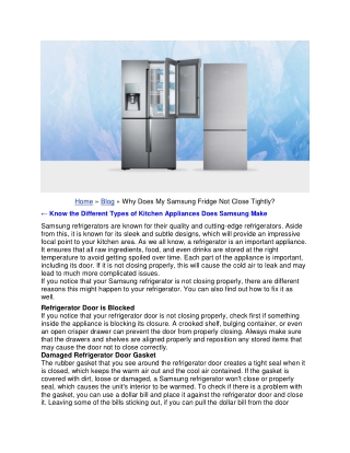 Why Does My Samsung Fridge Not Close Tightly