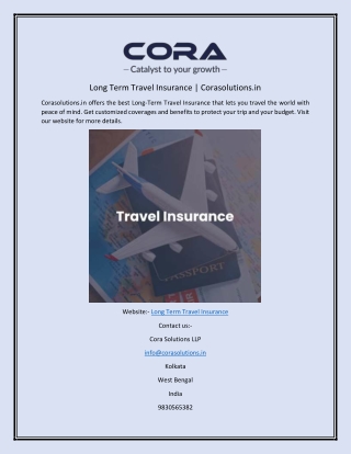 Long Term Travel Insurance | Corasolutions.in