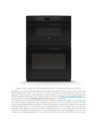 What Causes the GE Monogram Wall Oven Self Cleaning Feature to Not Work