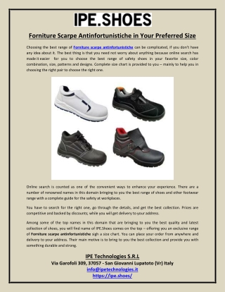 Forniture Scarpe Antinfortunistiche in Your Preferred Size