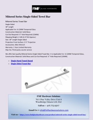 Single Sided Towel Bar