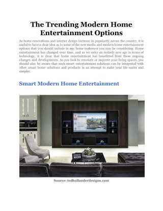 The Trending Modern Home Entertainment Options