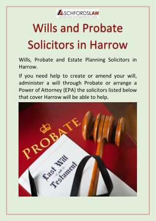Wills and Probate Solicitors in Harrow