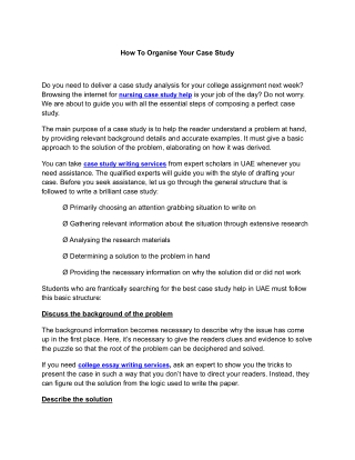 How To Organise Your Case Study