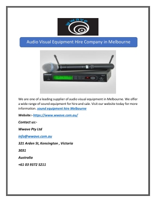 Audio Visual Equipment Hire Company in Melbourne