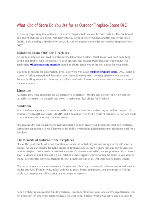 What Kind of Stone Do You Use for an Outdoor Fireplace Stone OKC