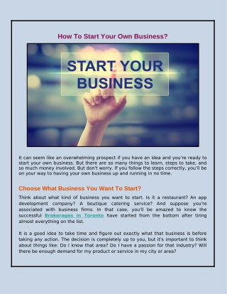 Tips To Start Your Own Business