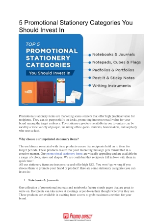 5 Promotional Stationery Categories You Should Invest In - Promo Direct