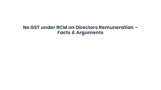 No GST under RCM on Directors Remuneration –